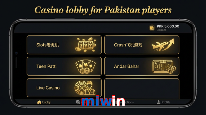 Lobby view of Miwin for Pakistan users